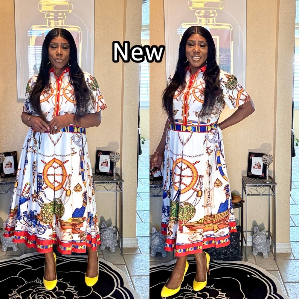 Colorful Nautical Print Midi Dress - Picture 13 of 16